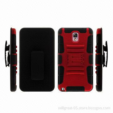 Kickstand Cellphone Cases for Samsung Galaxy Note 3/N9000, 3-in-1, Different Colors Available